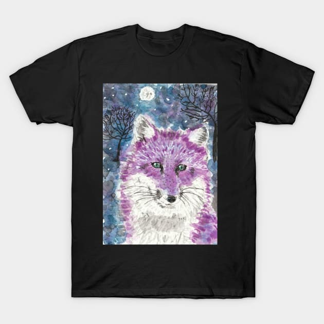 purple fox  moon art T-Shirt by SamsArtworks